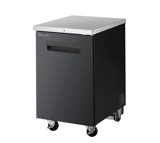 Back Bar - 1 Door Back Bar Cooler, Black Finish Exterior, 23-1/2"W x 31-1/4"D, R-290 Refrigerant, Blue Air-FSE