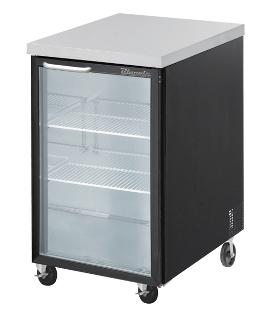 Back Bar - 1 Glass Door Back Bar Cooler, Black Finish Exterior, 23-1/2"W x 31-1/4"D, R-290 Refrigerant, Blue Air-FSE